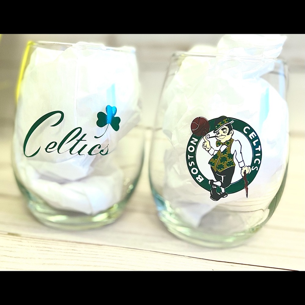 Boston Celtics Stemless Wine Set of 2